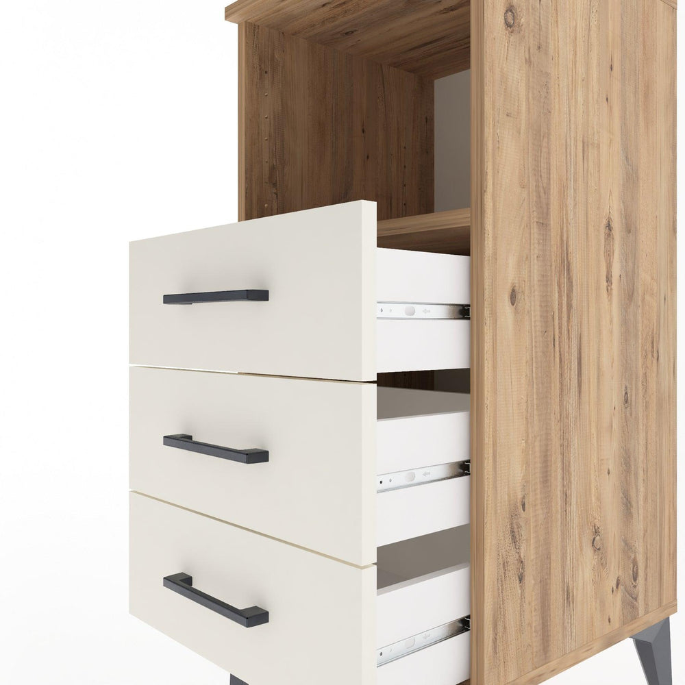 Woodntry Modular Nightstand Pine 44x44x84 cm with Drawers and Shelves CR21-3