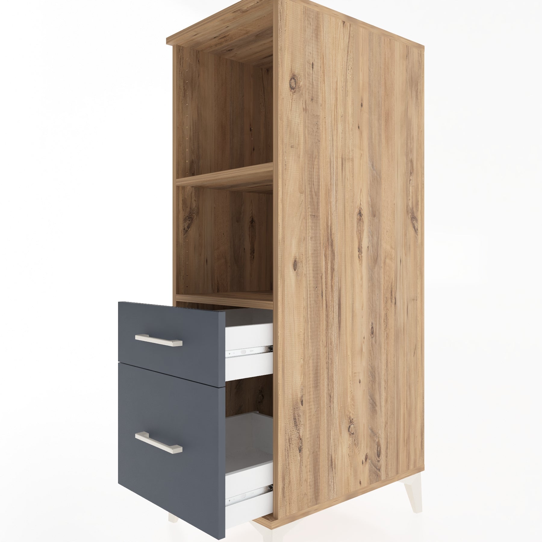 Woodntry Modüler Dolap Çam 44x59x122 cm Çekmeceli ve Raflı CR71-3