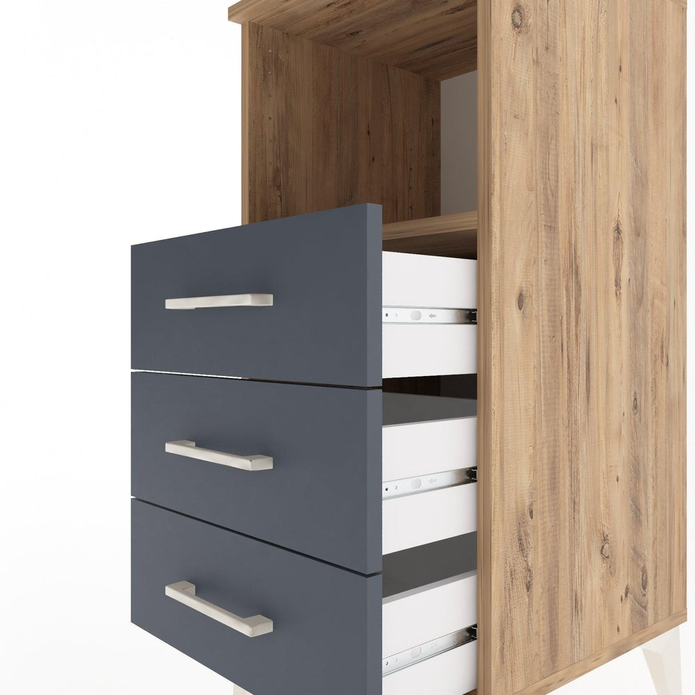 Woodntry Modular Nightstand Pine 44x44x84 cm with Drawers and Shelves CR21-3