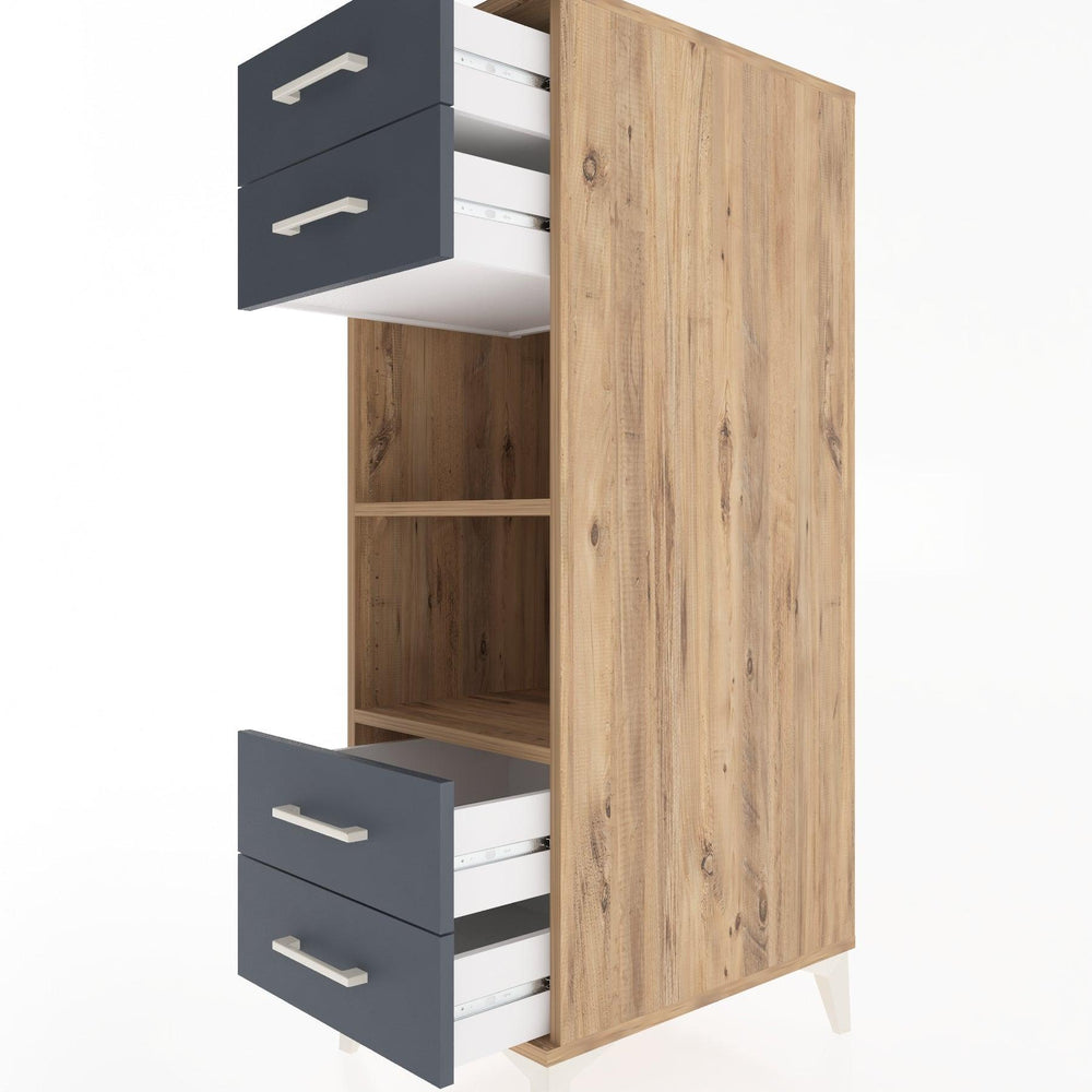 Woodntry Modüler Dolap Çam 44x30x122 cm Çekmeceli ve Raflı CR121-3