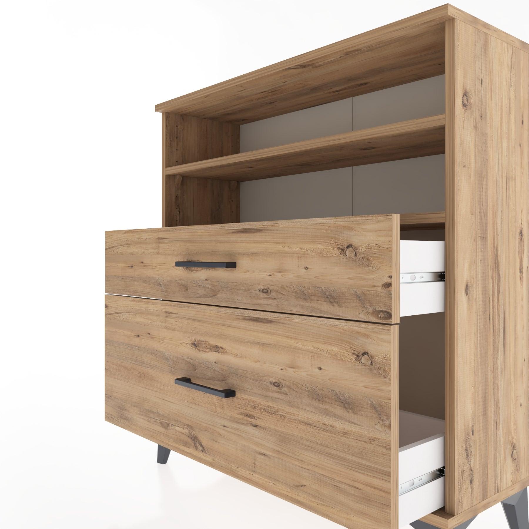 Woodntry Modular Dresser Pine 88x30x84 cm with Drawers and Shelves CR21-3