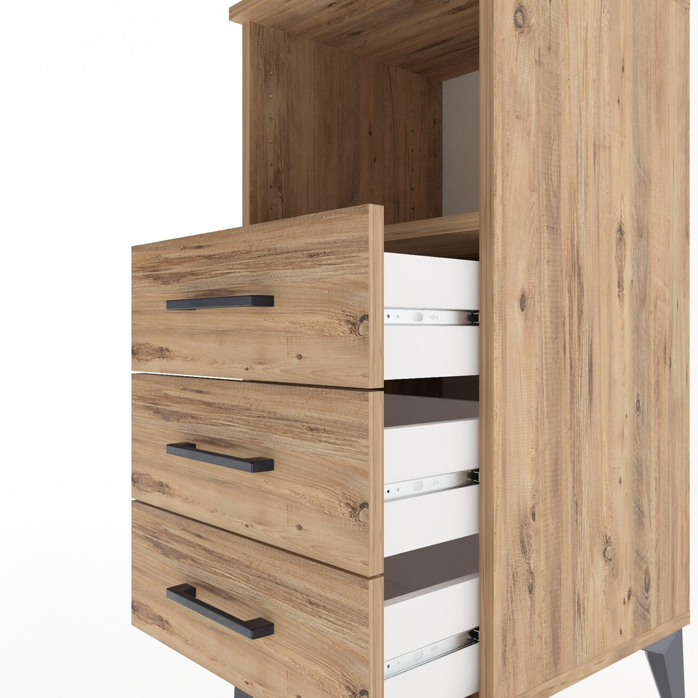 Woodntry Modular Nightstand Pine 44x44x84 cm with Drawers and Shelves CR21-3