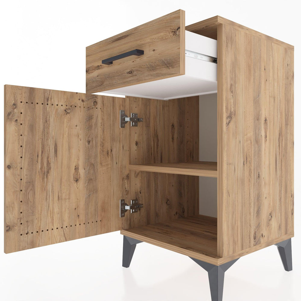 Woodntry Modular Nightstand Pine 44x44x68 cm with Cover and Drawer KC21-3