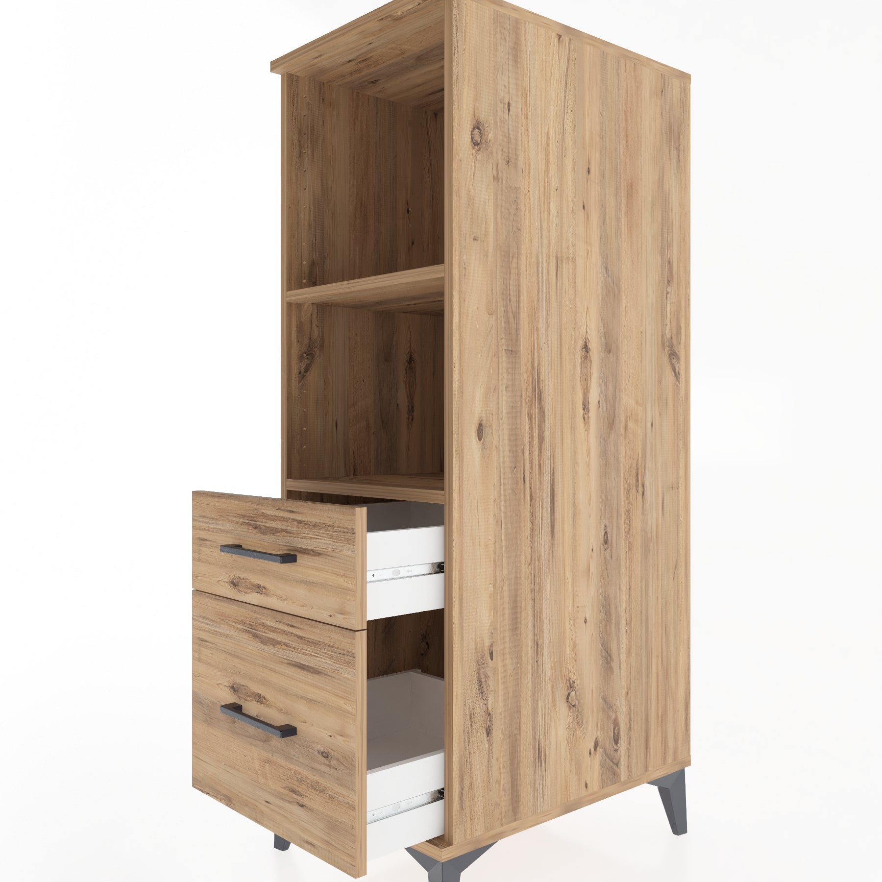 Woodntry Modüler Dolap Çam 44x59x122 cm Çekmeceli ve Raflı CR71-3