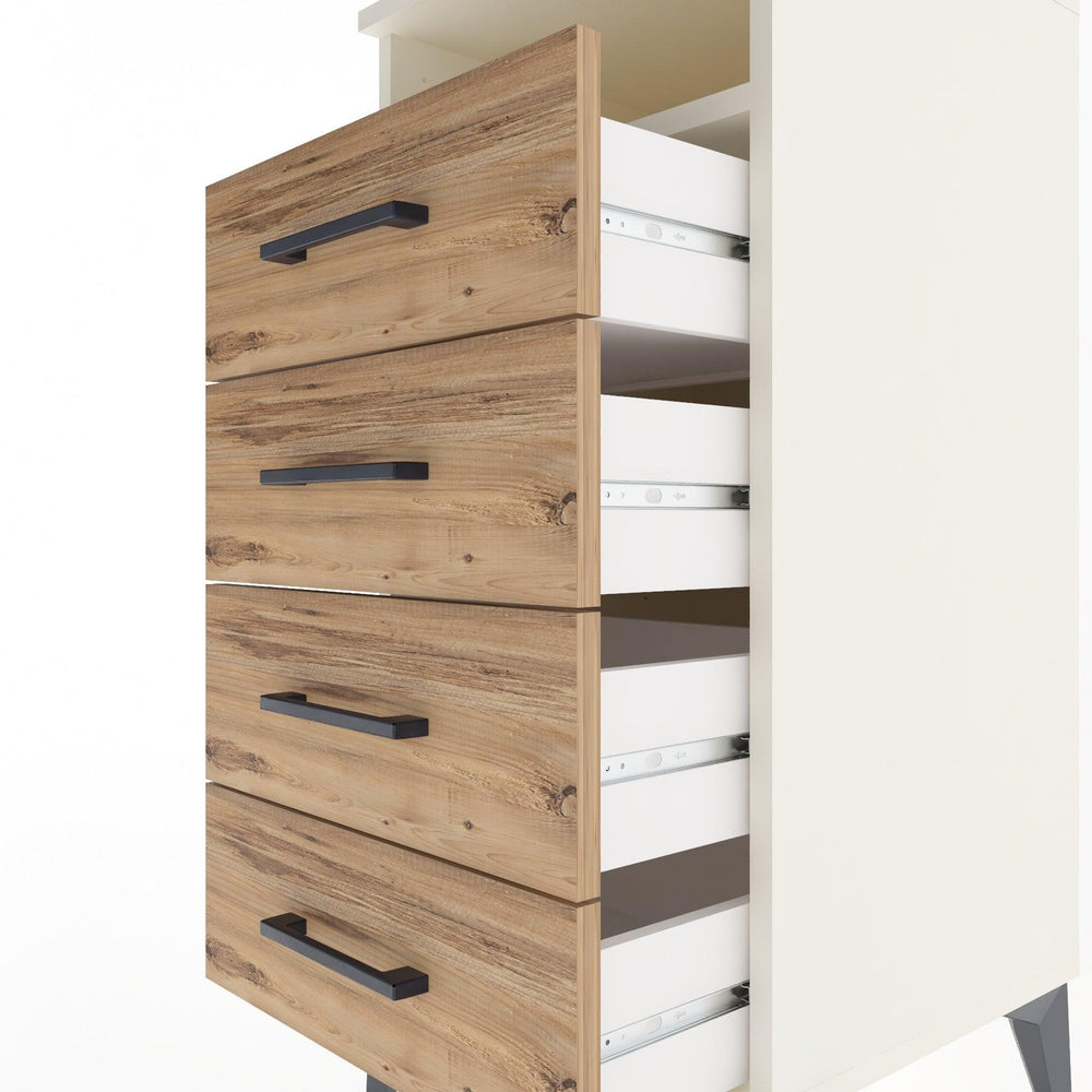 Woodntry Modular Nightstand Moonstone 44x44x84 cm with Drawer and Shelf CR22-1