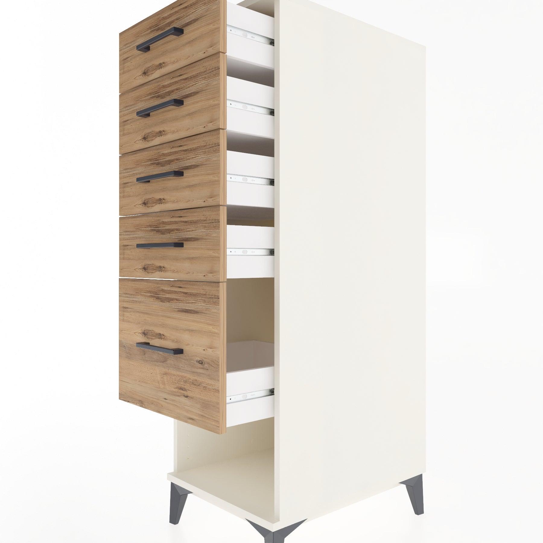 Woodntry Modular Cabinet Moonstone 44x30x122 cm with Drawers and Shelves CR22-1