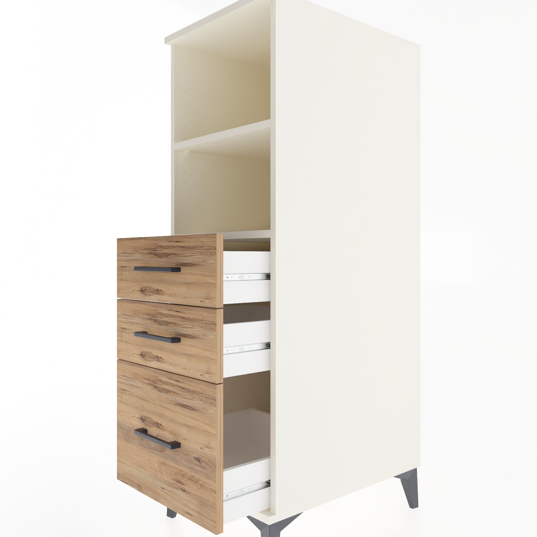 Woodntry Modüler Dolap Aytaşı 44x59x122 cm Çekmeceli ve Raflı CR72-1