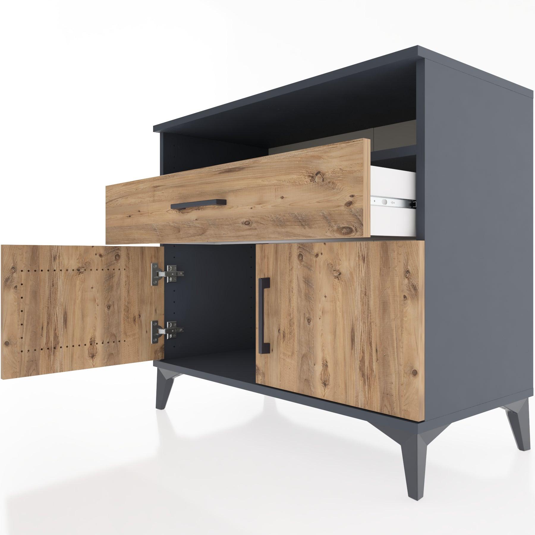 Woodntry Modüler Şifonyer Antrasit 88x44x68 cm Fonksiyonel F22-2