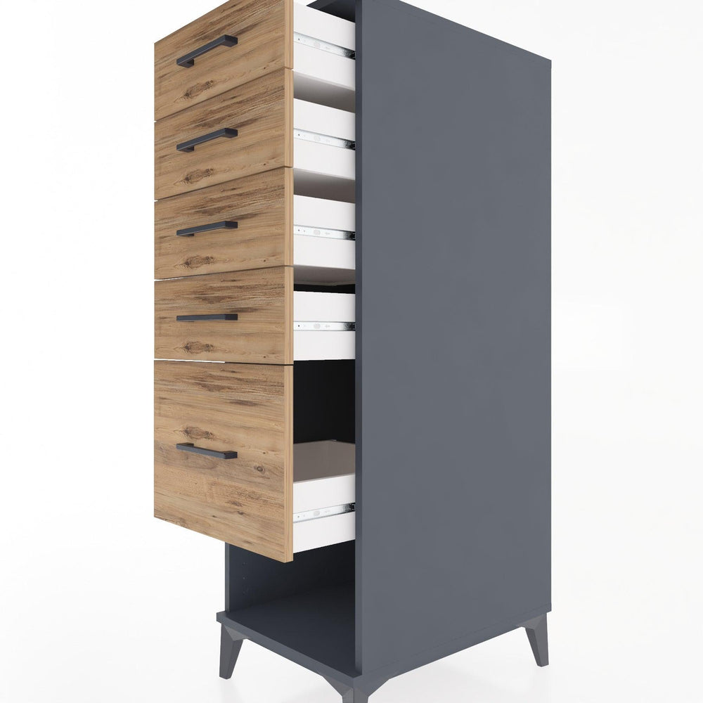 Woodntry Modular Cabinet Anthracite 44x30x122 cm with Drawers and Shelves CR22-2