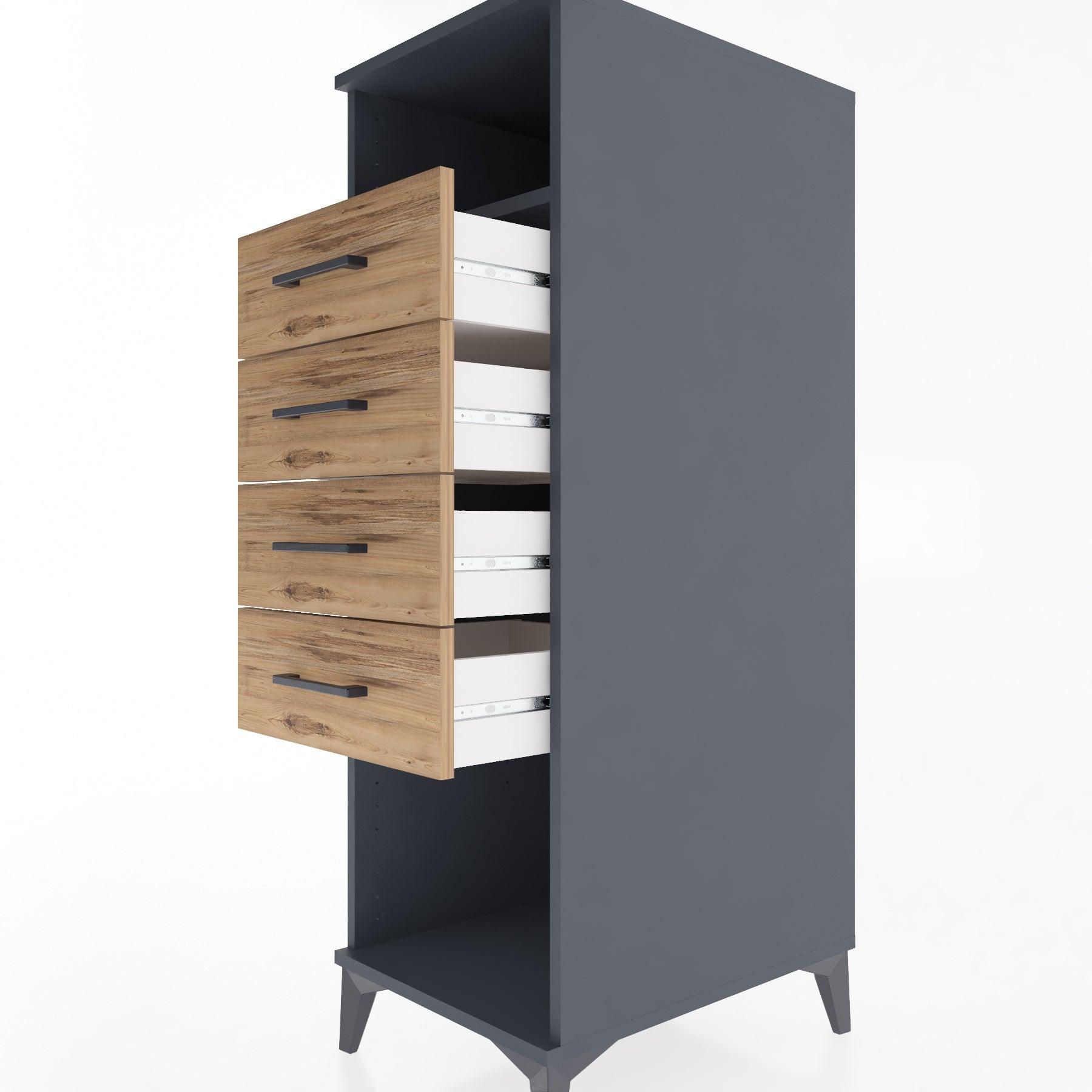 Woodntry Modular Cabinet Anthracite 44x30x122 cm with Drawers and Shelves CR122-2
