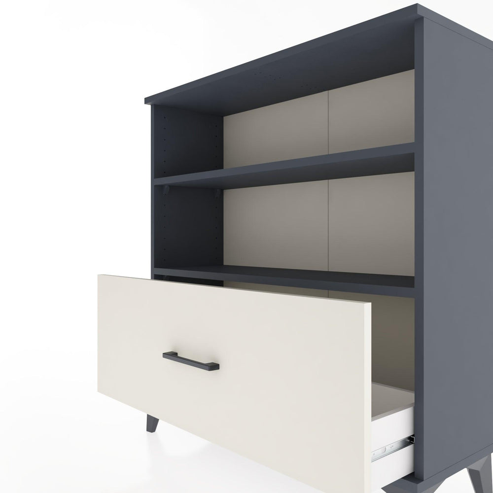 Woodntry Modüler Şifonyer Antrasit 88x30x84 cm Çekmeceli ve Raflı CR22-2