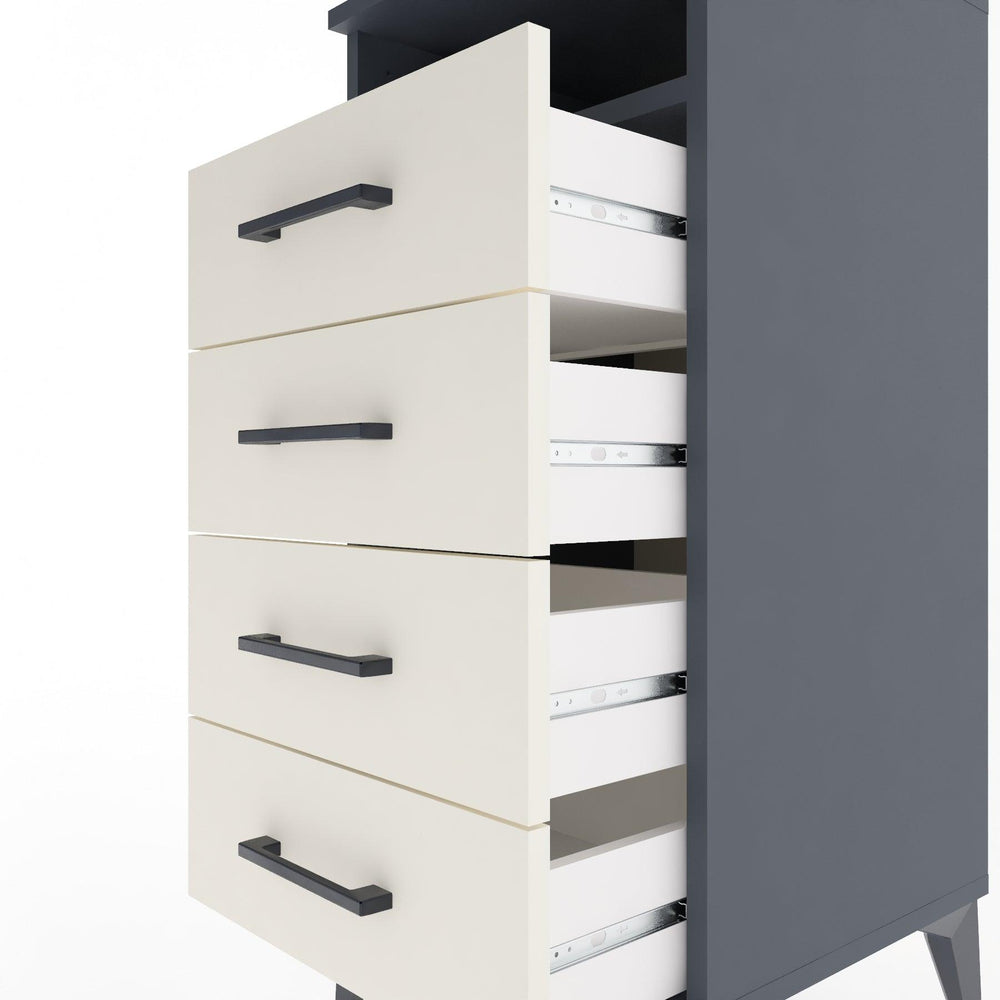 Woodntry Modüler Komodin Antrasit 44x44x84 cm Çekmeceli ve Raflı CR22-2