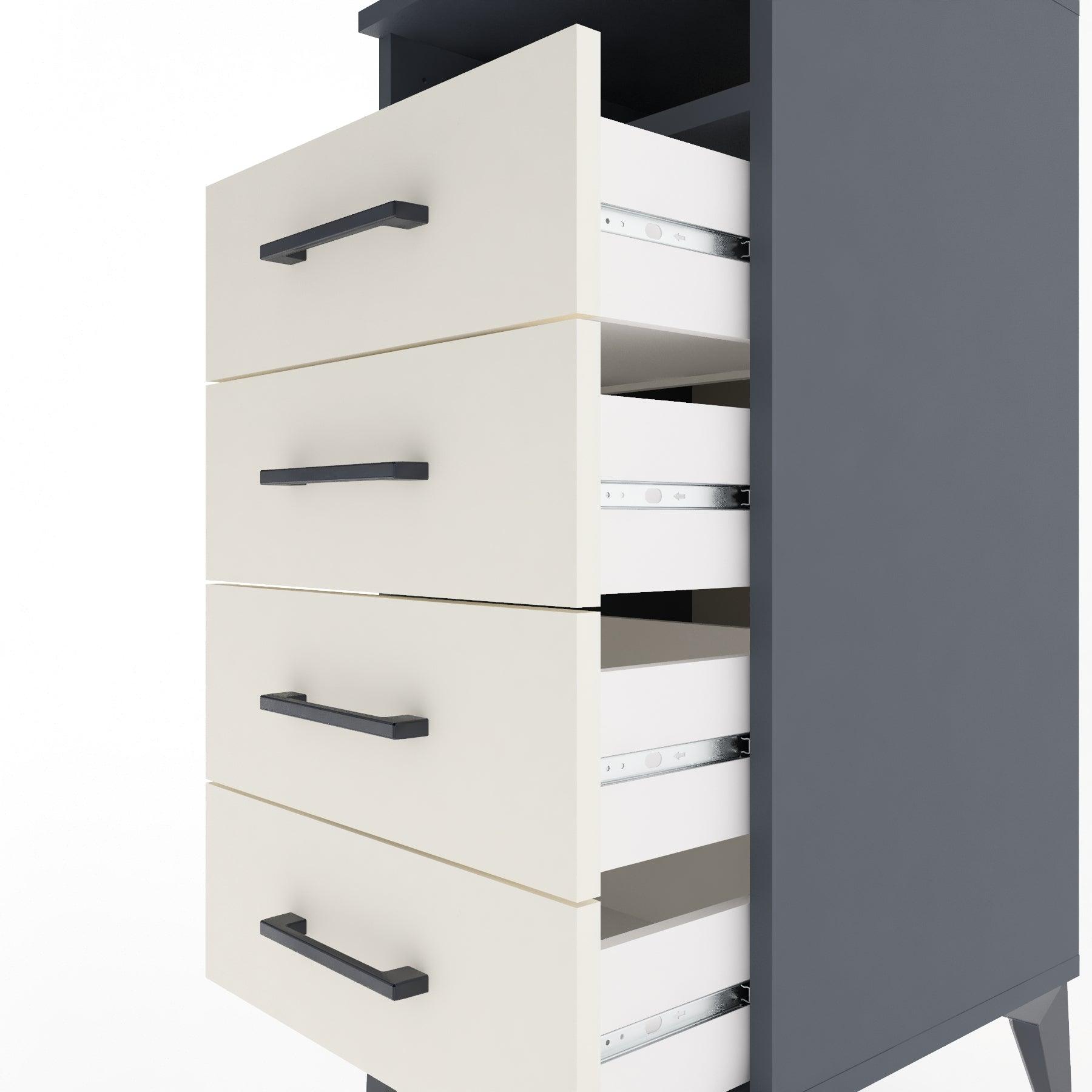 Woodntry Modular Nightstand Anthracite 44x44x84 cm with Drawers and Shelves CR22-2