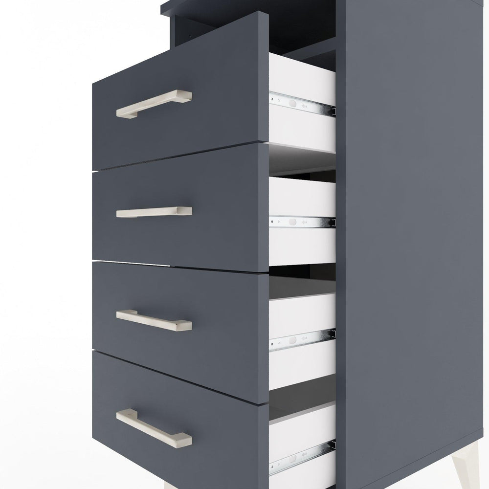 Woodntry Modüler Komodin Antrasit 44x44x84 cm Çekmeceli ve Raflı CR22-2