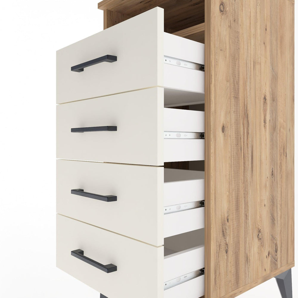 Woodntry Modular Nightstand Pine 44x44x84 cm with Drawers and Shelves CR22-3