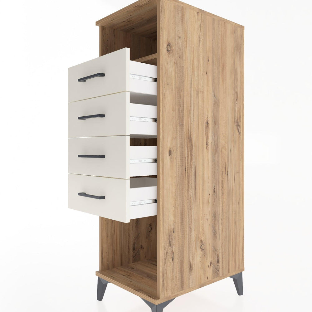 Woodntry Modüler Dolap Çam 44x59x122 cm Çekmeceli ve Raflı CR122-3