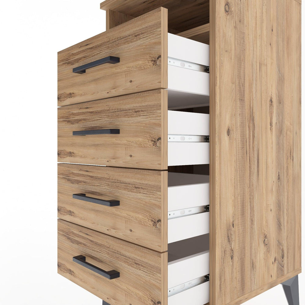 Woodntry Modular Nightstand Pine 44x44x84 cm with Drawers and Shelves CR22-3