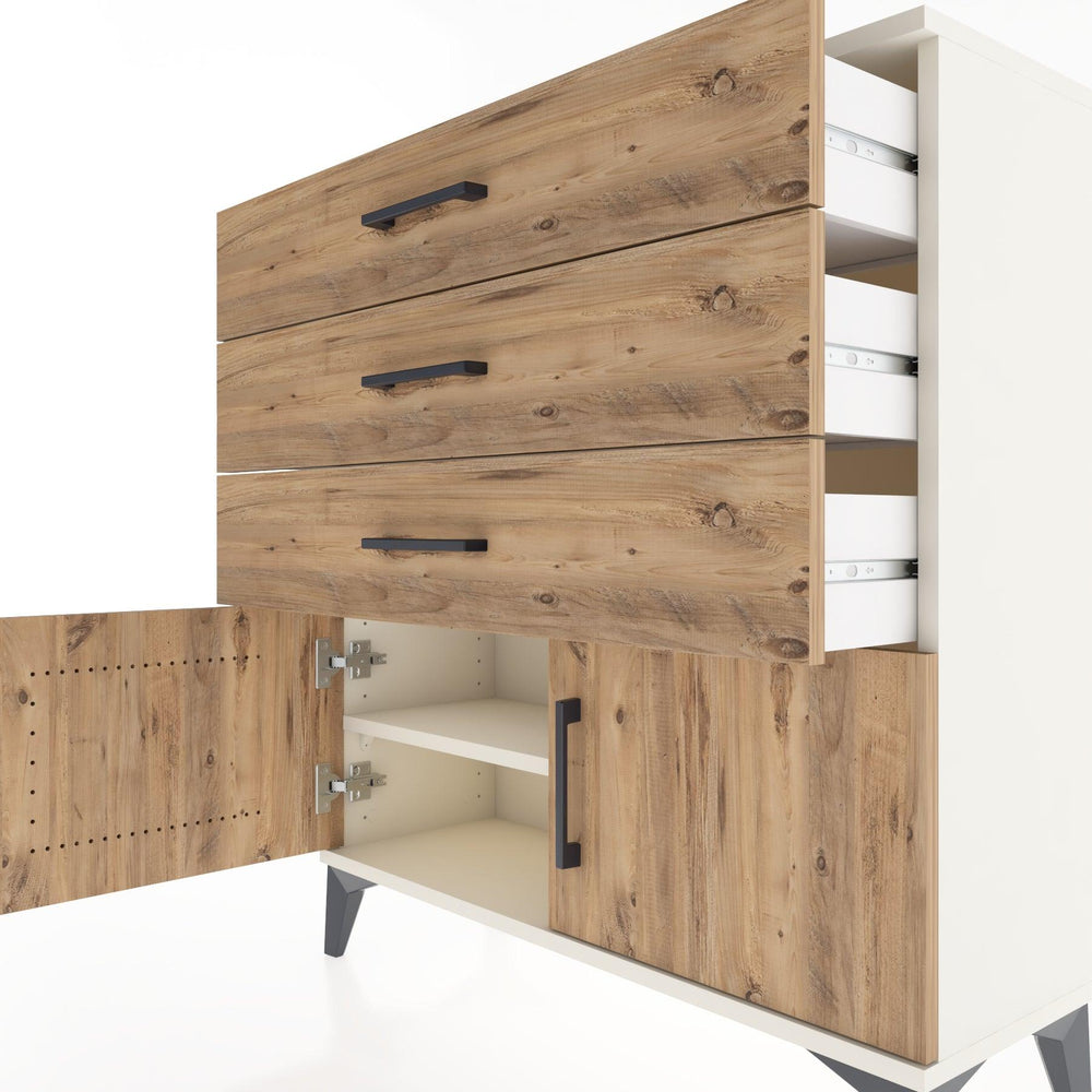 Woodntry Modüler Şifonyer Aytaşı 88x30x84 cm Kapaklı ve Çekmeceli KC23-1