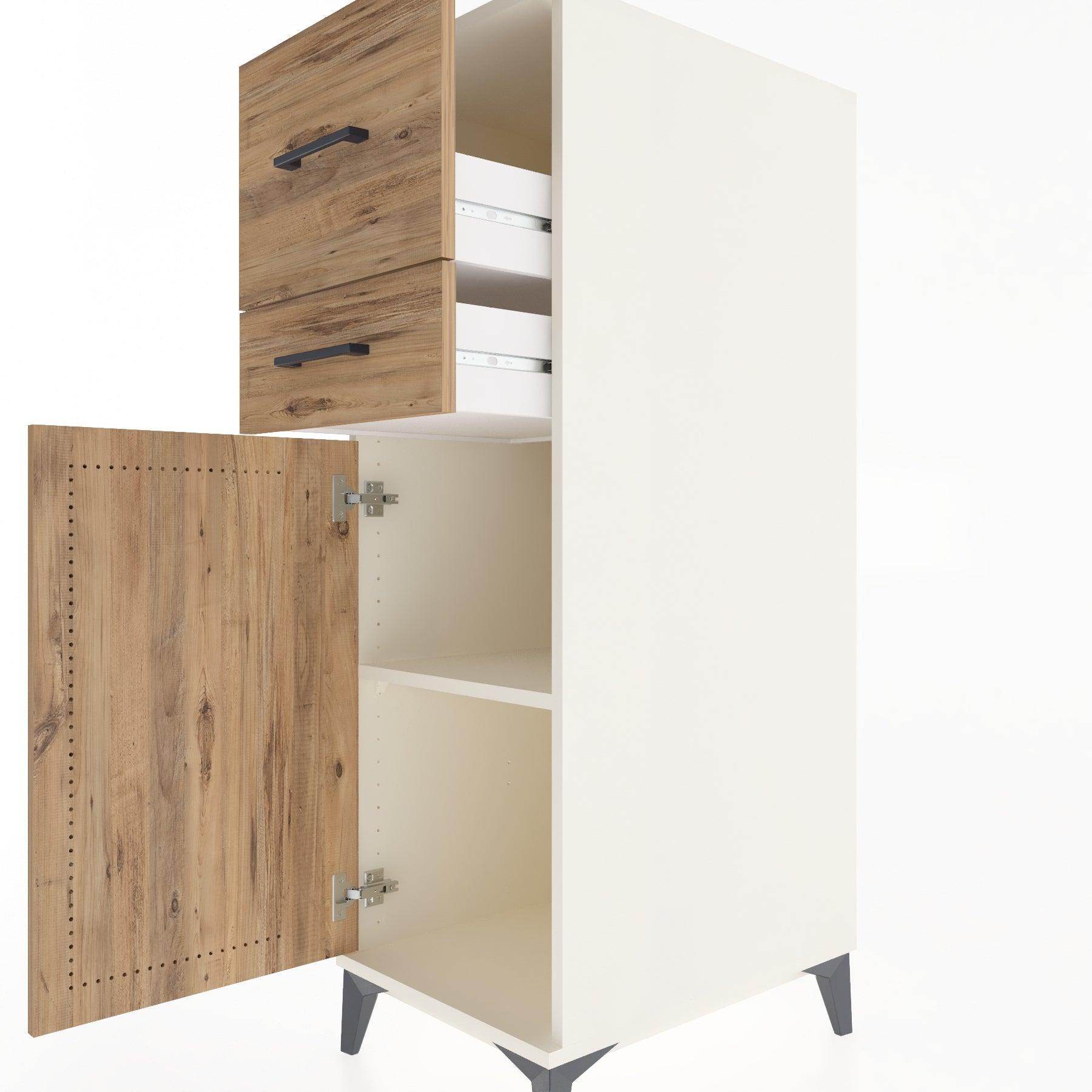Woodntry Modular Cabinet Moonstone 44x59x122 cm with Doors and Drawers KC123-1