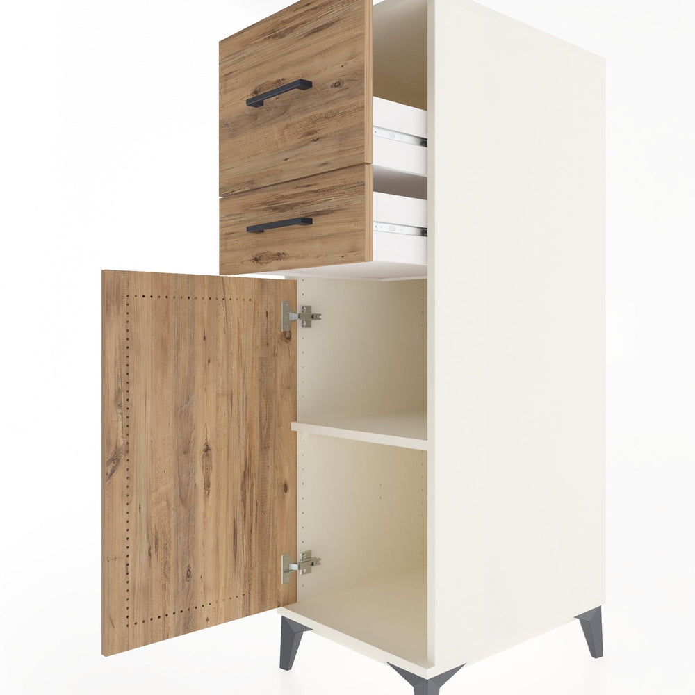 Woodntry Modüler Dolap Aytaşı 44x59x122 cm Kapaklı ve Çekmeceli KC23-1