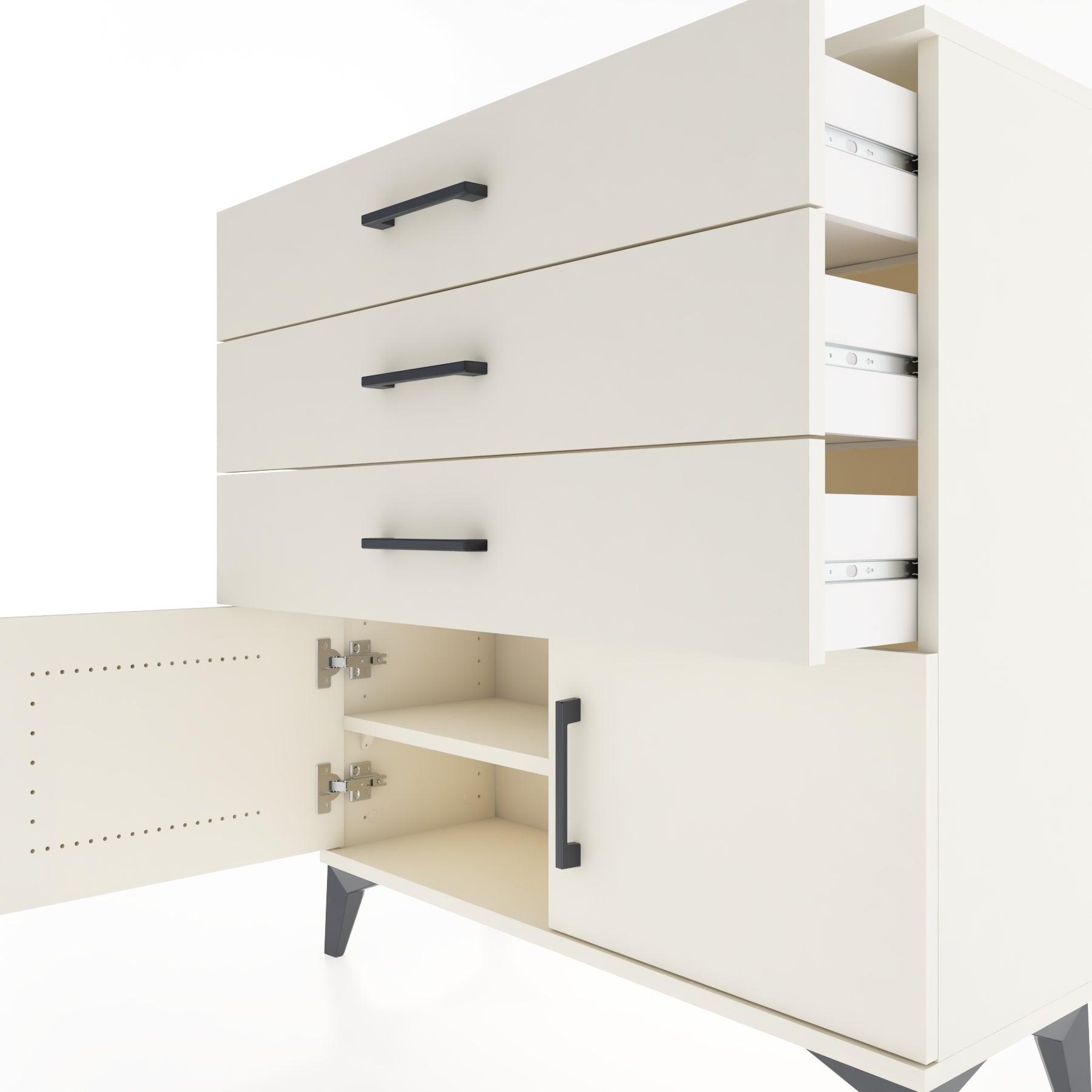 Woodntry Modular Dresser Moonstone 88x30x84 cm with Cover and Drawer KC23-1