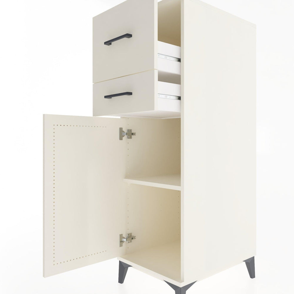 Woodntry Modüler Dolap Aytaşı 44x59x122 cm Kapaklı ve Çekmeceli KC23-1