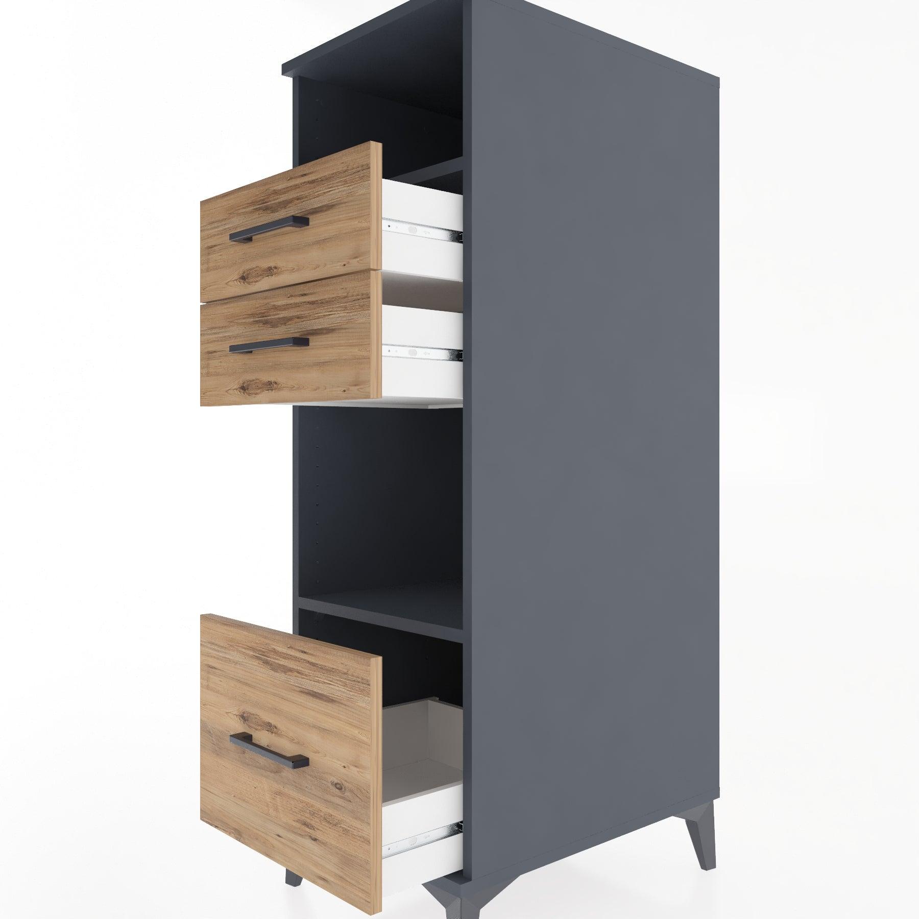 Woodntry Modular Cabinet Anthracite 44x30x122 cm with Drawers and Shelves CR73-2