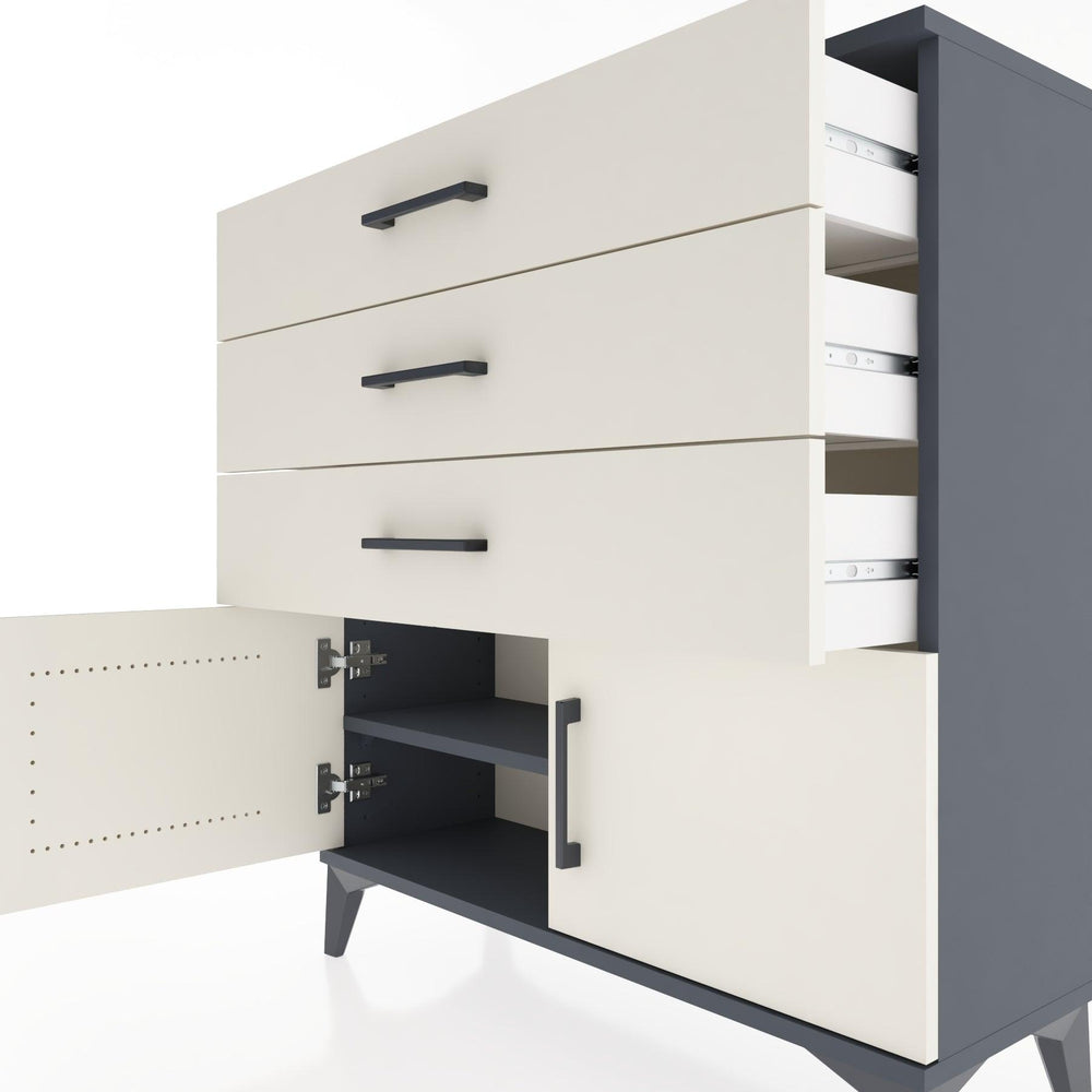 Woodntry Modüler Şifonyer Antrasit 88x30x84 cm Kapaklı ve Çekmeceli KC23-2