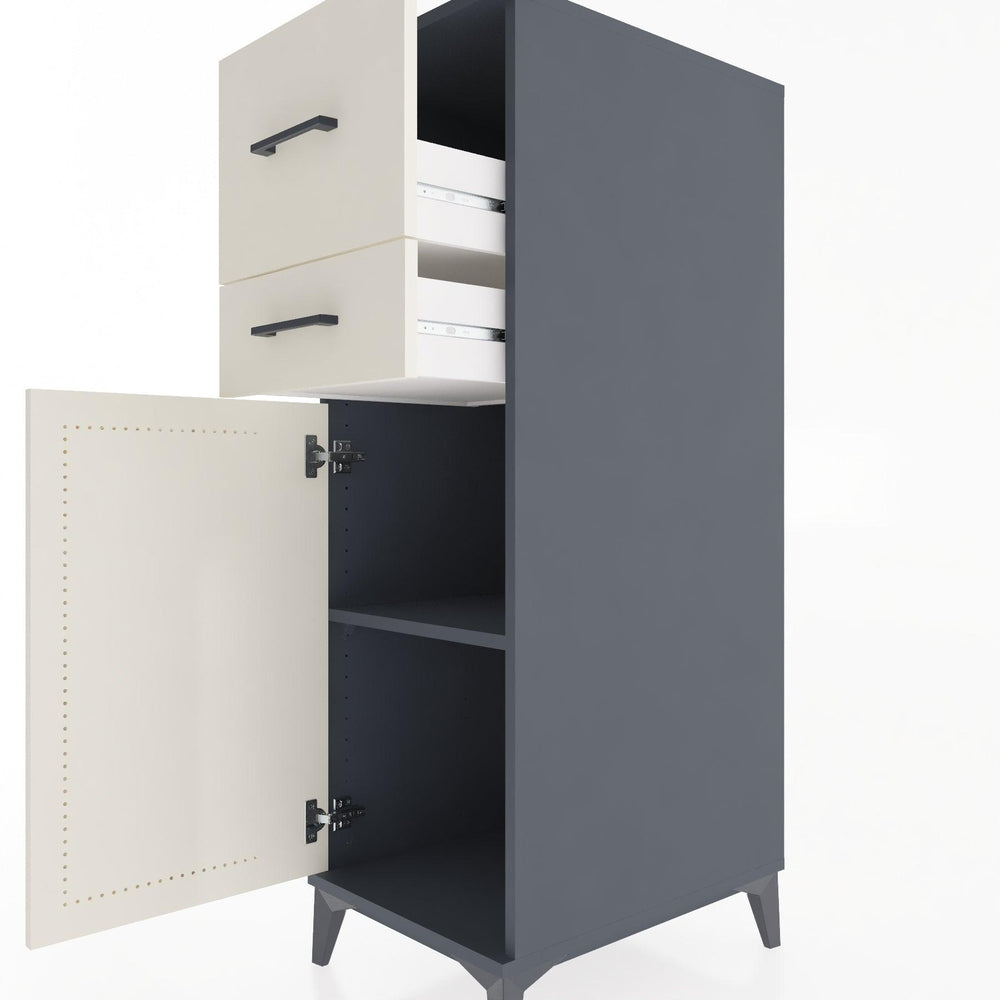 Woodntry Modular Cabinet Anthracite 44x30x122 cm with Doors and Drawers KC123-2