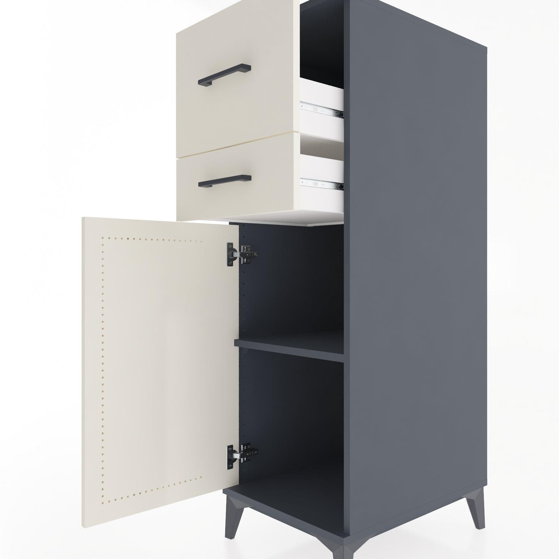 Woodntry Modular Cabinet Anthracite 44x59x122 cm with Doors and Drawers KC23-2