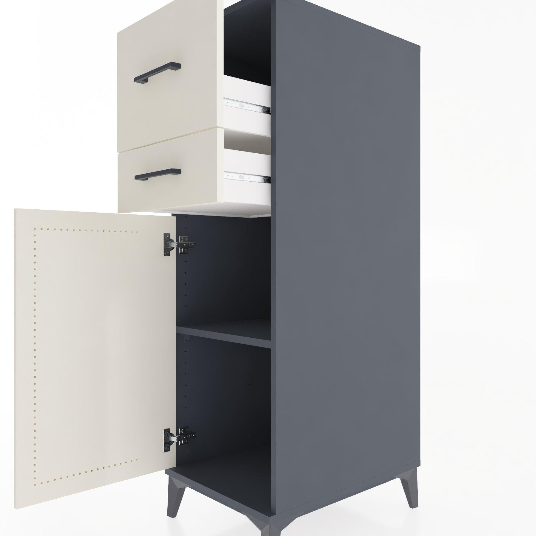 Woodntry Modular Cabinet Anthracite 44x59x122 cm with Doors and Drawers KC123-2