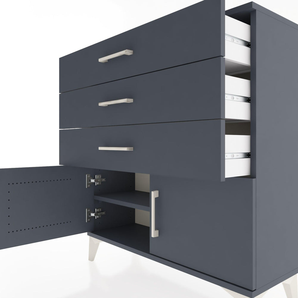 Woodntry Modüler Şifonyer Antrasit 88x30x84 cm Kapaklı ve Çekmeceli KC23-2
