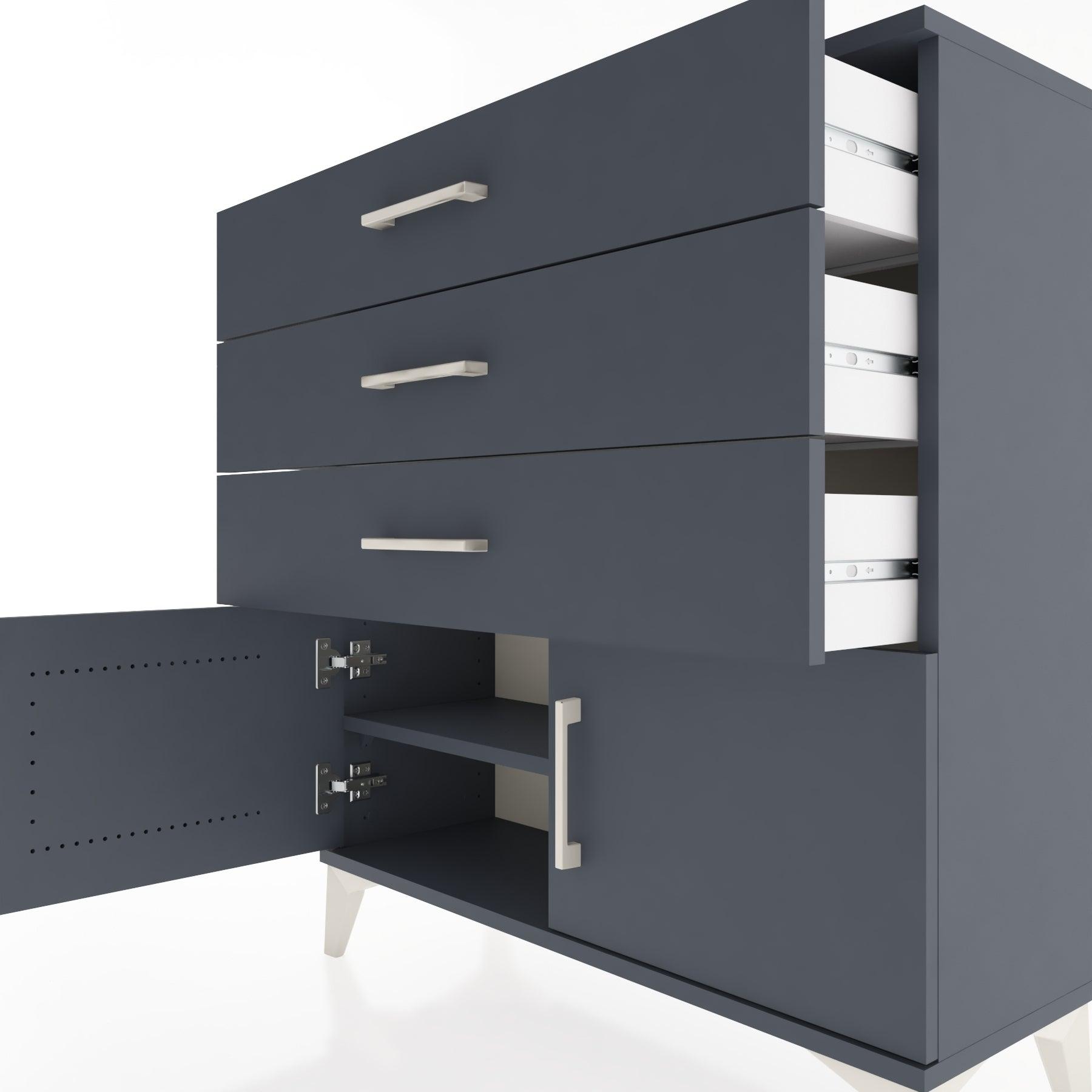 Woodntry Modular Dresser Anthracite 88x30x84 cm with Cover and Drawer KC23-2