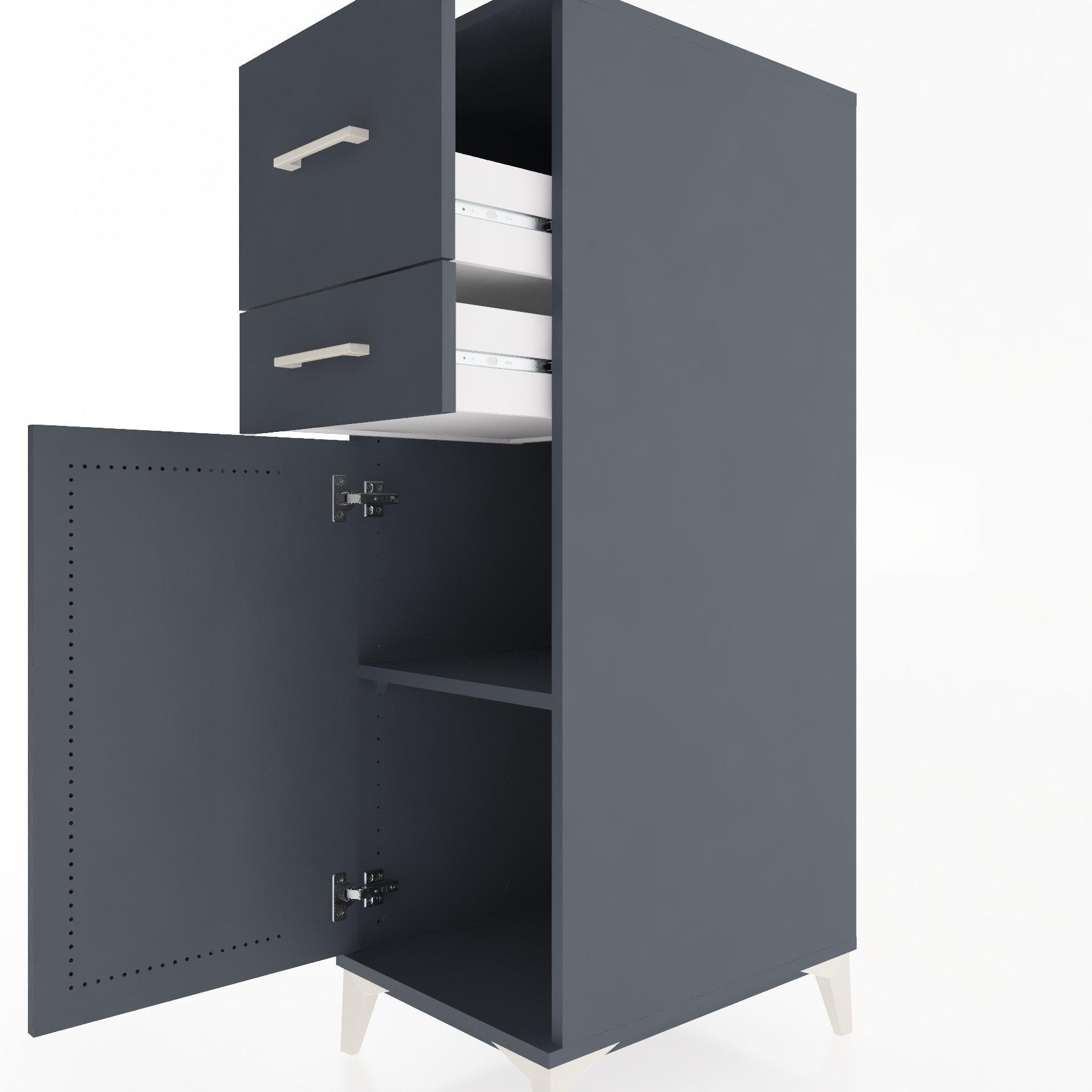 Woodntry Modular Cabinet Anthracite 44x59x122 cm with Doors and Drawers KC123-2