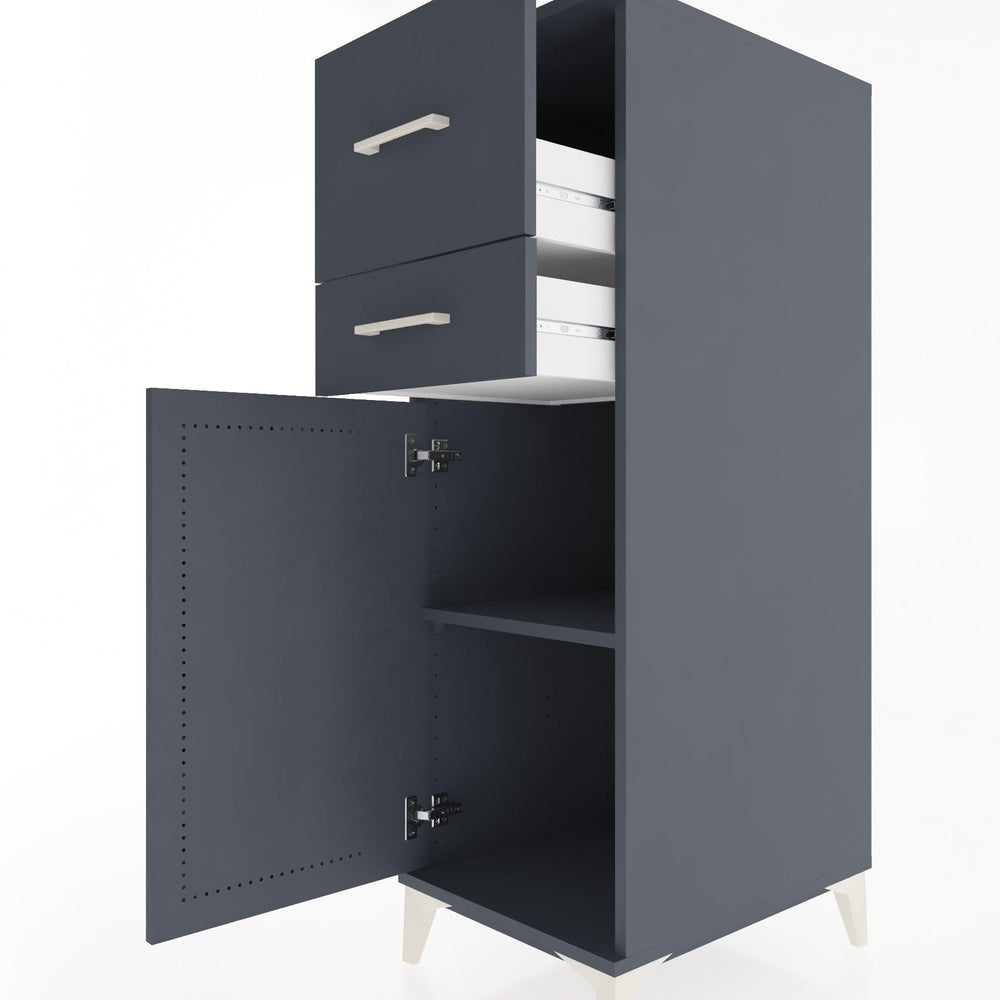 Woodntry Modular Cabinet Anthracite 44x30x122 cm with Doors and Drawers KC23-2