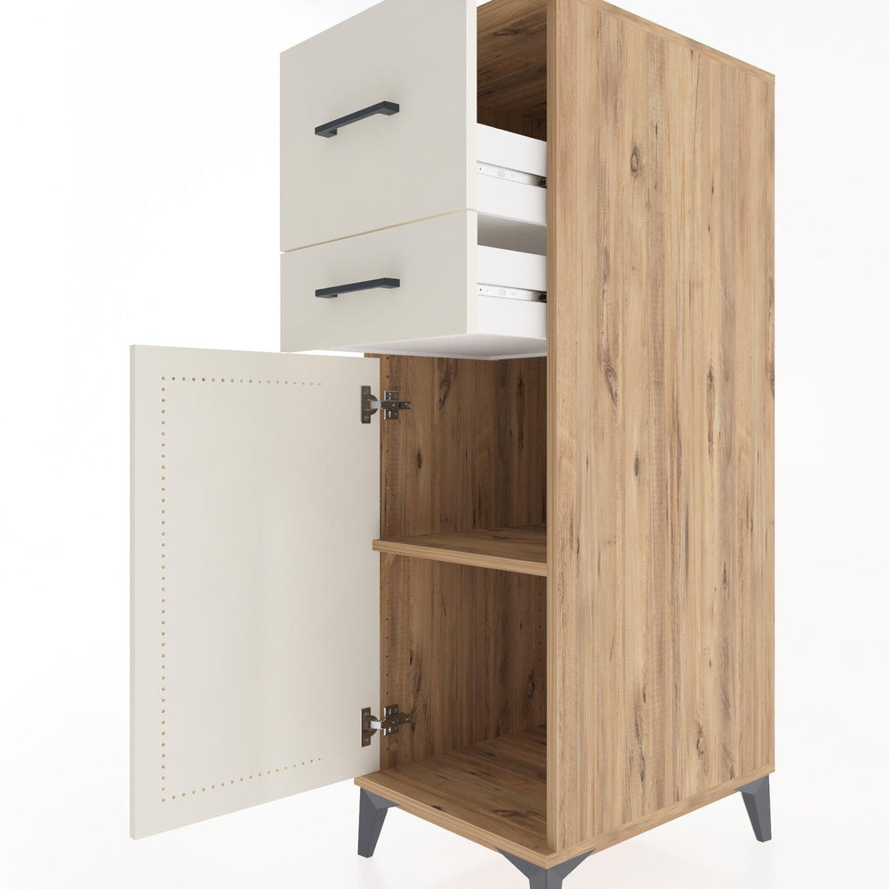 Woodntry Modular Cabinet Pine 44x30x122 cm with Doors and Drawers KC23-3