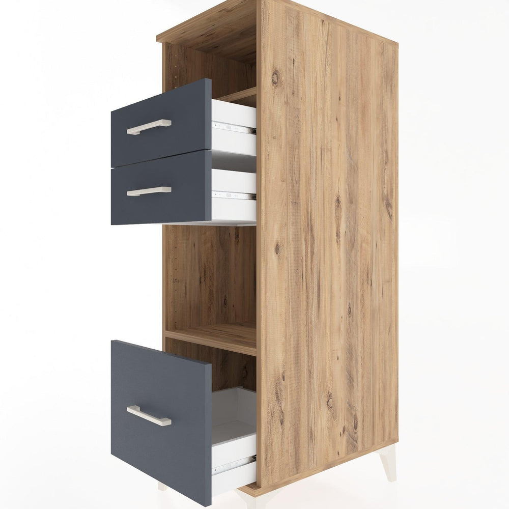 Woodntry Modüler Dolap Çam 44x30x122 cm Çekmeceli ve Raflı CR73-3