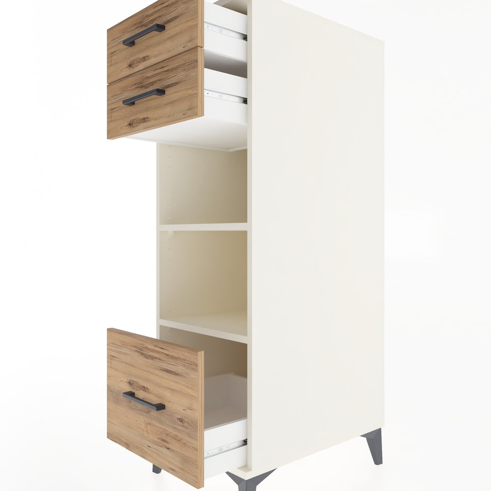 Woodntry Modüler Dolap Aytaşı 44x59x122 cm Çekmeceli ve Raflı CR74-1