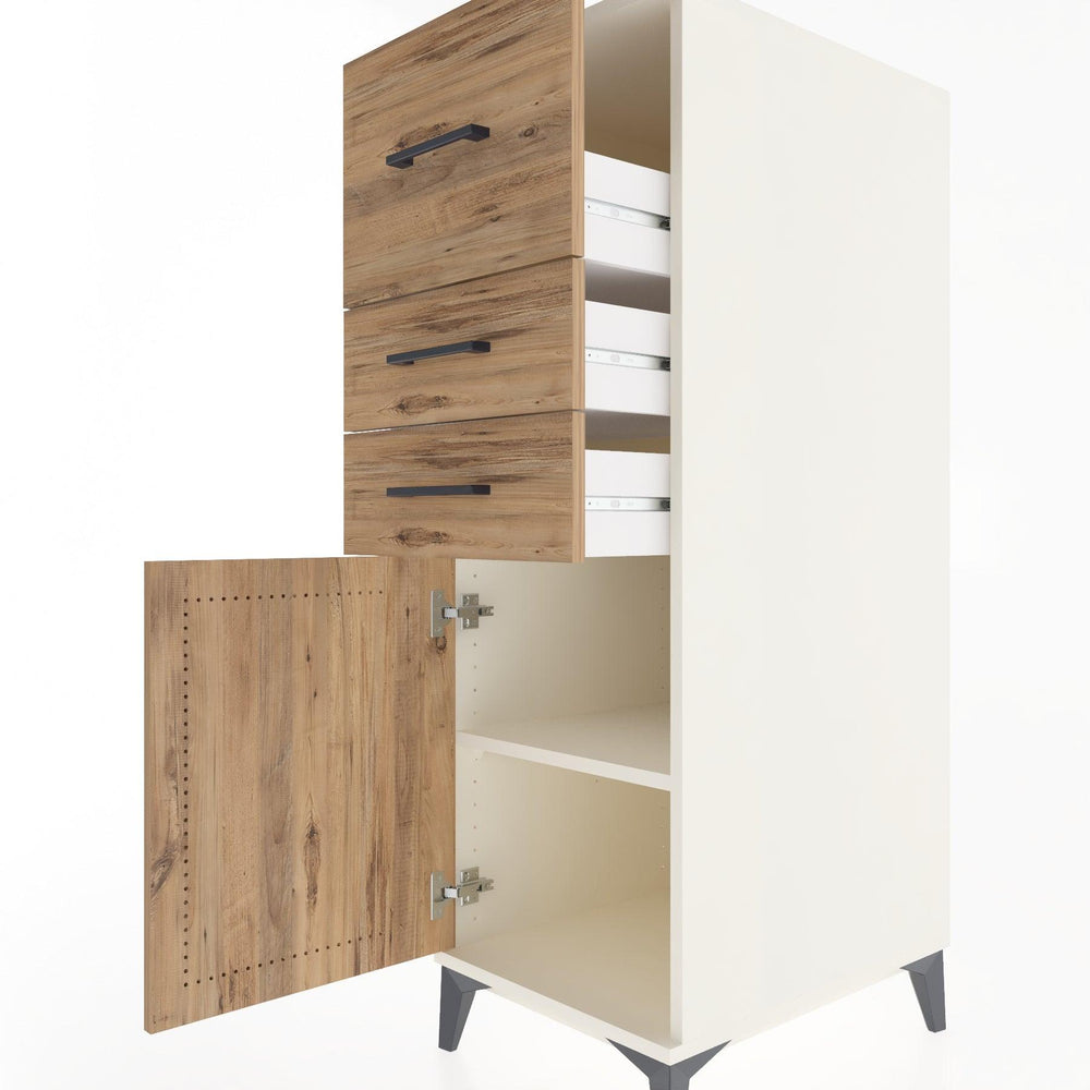 Woodntry Modüler Dolap Aytaşı 44x59x122 cm Kapaklı ve Çekmeceli KC24-1