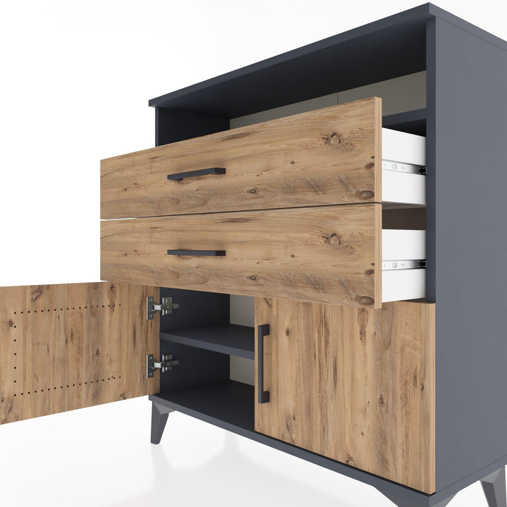 Woodntry Modüler Şifonyer Antrasit 88x30x84 cm Fonksiyonel F24-2