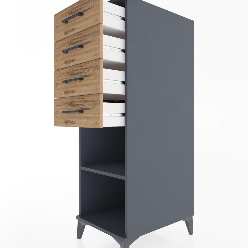 Woodntry Modular Cabinet Anthracite 44x30x122 cm with Drawers and Shelves CR124-2