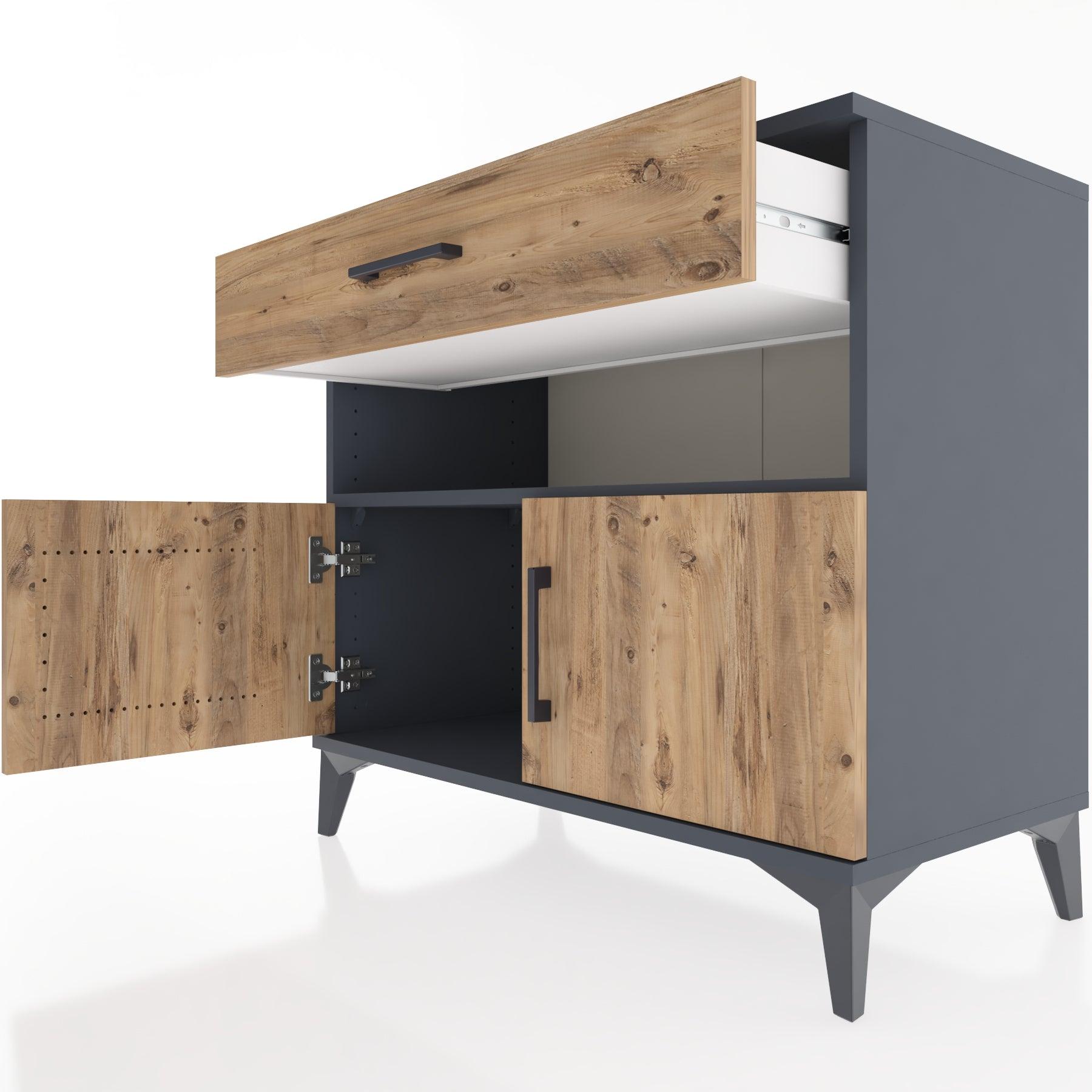 Woodntry Modüler Şifonyer Antrasit 88x44x68 cm Fonksiyonel F24-2