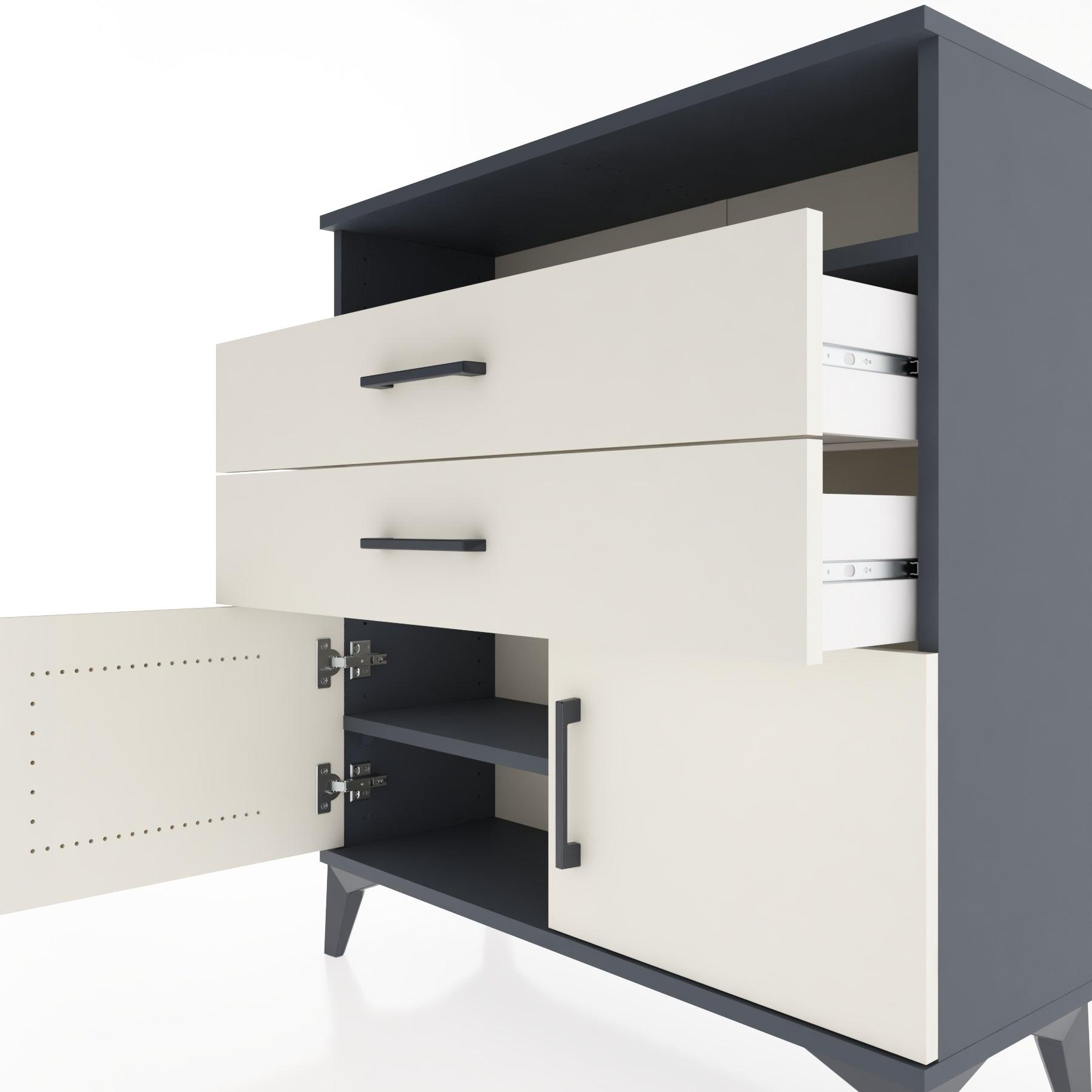Woodntry Modular Dresser Anthracite 88x30x84 cm Functional F24-2