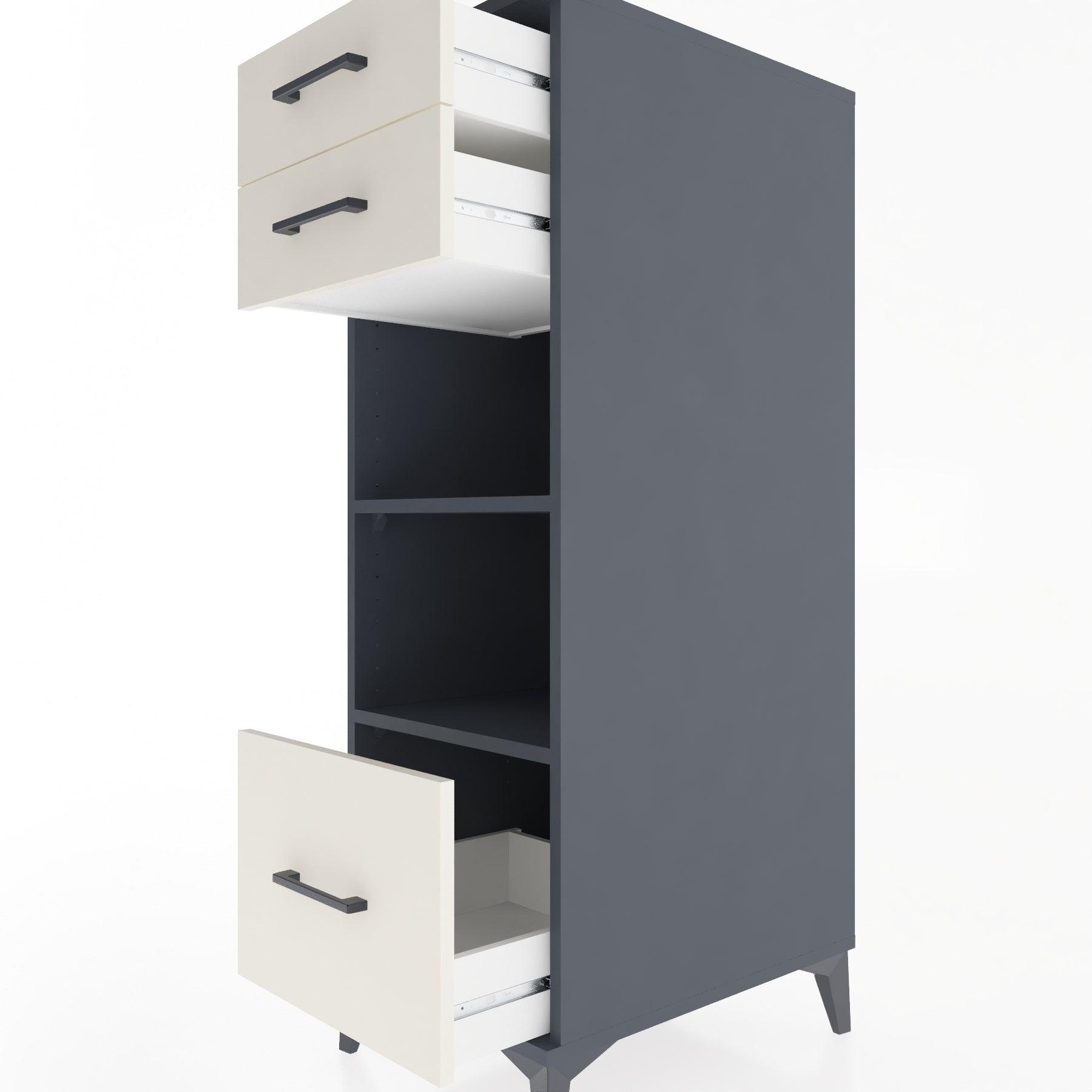 Woodntry Modular Cabinet Anthracite 44x30x122 cm with Drawers and Shelves CR74-2