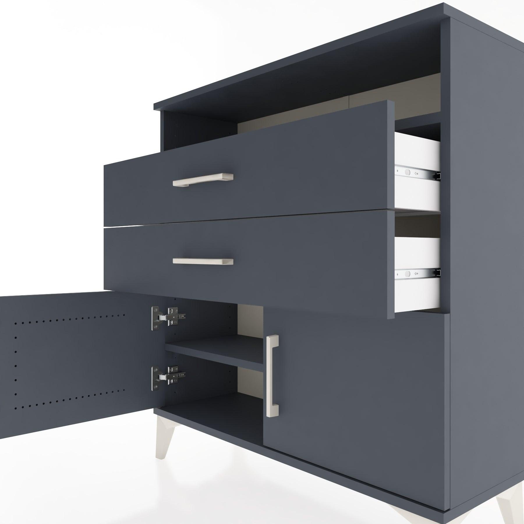 Woodntry Modular Dresser Anthracite 88x30x84 cm Functional F24-2