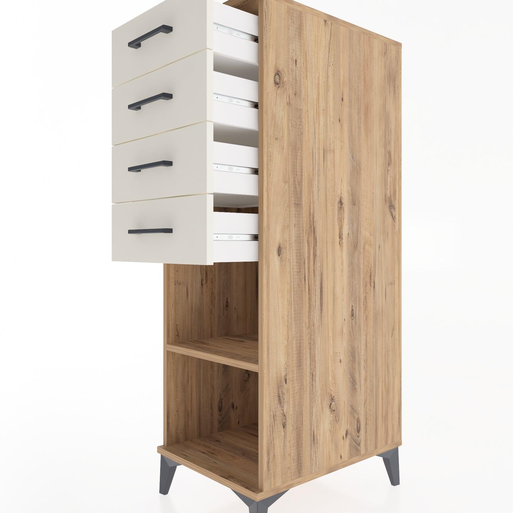 Woodntry Modular Cabinet Pine 44x59x122 cm with Drawers and Shelves CR124-3