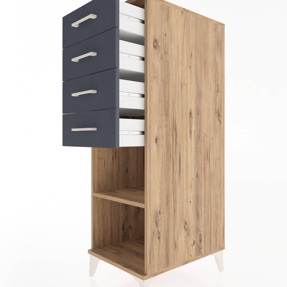 Woodntry Modüler Dolap Çam 44x59x122 cm Çekmeceli ve Raflı CR124-3