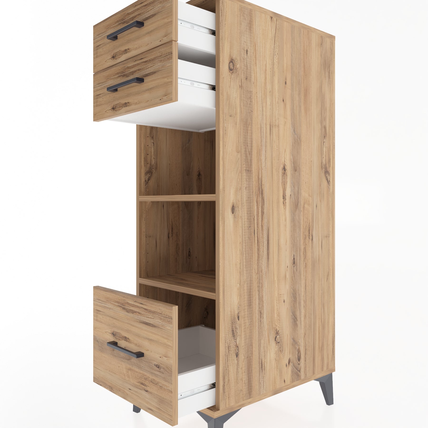 Woodntry Modüler Dolap Çam 44x59x122 cm Çekmeceli ve Raflı CR74-3