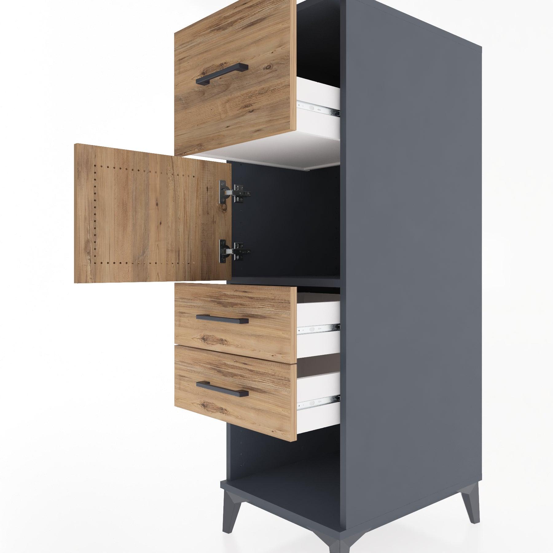 Woodntry Modüler Dolap Antrasit 44x59x122 cm Fonksiyonel F25-2