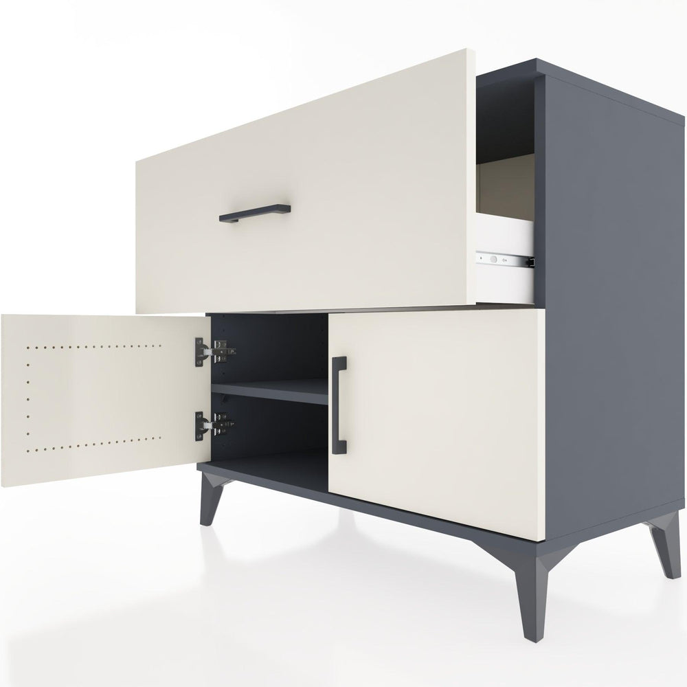 Woodntry Modüler Şifonyer Antrasit 88x44x68 cm Kapaklı ve Çekmeceli KC25-2